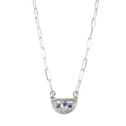 Yogo Sapphire Sterling Silver Necklace - "Half Moon"