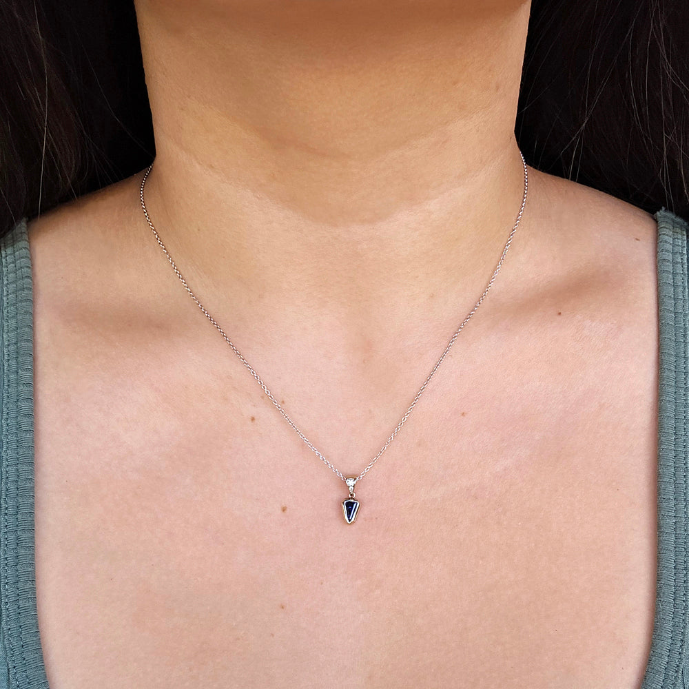 Yogo Sapphire & Diamond Necklace - "Arrow"