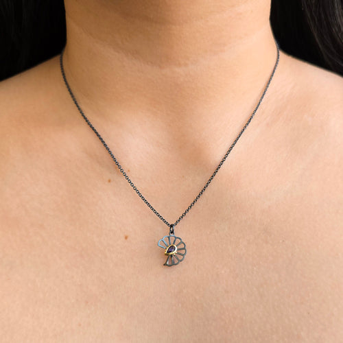 Yogo Sapphire Origami Necklace - "Petite Cloud Fold"