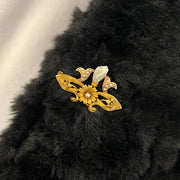 Yellow Gold, Seed & Wing Pearl Brooch - "Snow Flower"