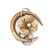 Yellow Gold & Pearl Pin - "Lucky Charm"