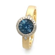 Montana Sapphire Two-Tone Gold Ring - "Harmony Etched"