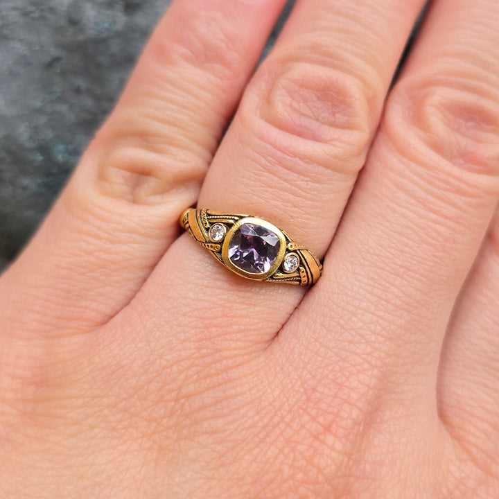 Mauve Montana Sapphire & Diamond Ring - "Reed"
