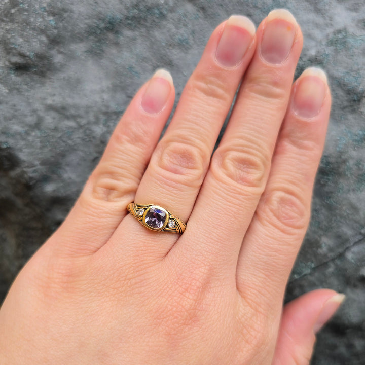 Mauve Montana Sapphire & Diamond Ring - "Reed"