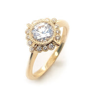 White Montana Sapphire & Diamond Ring - "Sunset Snow"