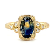 Bi-Color Montana Sapphire Engagement Ring - "Blue & Gold"