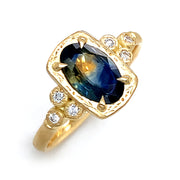 Bi-Color Montana Sapphire Engagement Ring - "Blue & Gold"