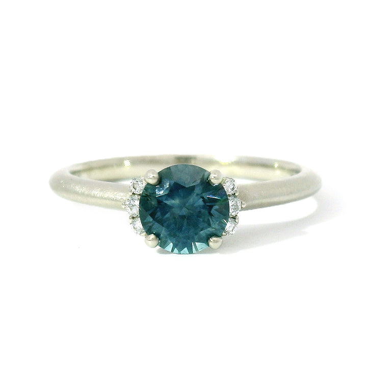 Blue Montana Sapphire & Diamond Engagement Ring - "Livia"