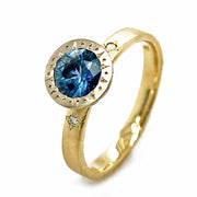 Montana Sapphire & Diamond Two-Tone Gold Engagement Ring - "Harmony Etched"