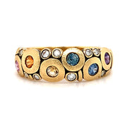 Montana Sapphire & Diamond Yellow Gold Domed Ring - "Rainbow Candy"