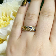 Montana Sapphire & Diamond Yellow Gold Domed Ring - "Rainbow Candy"