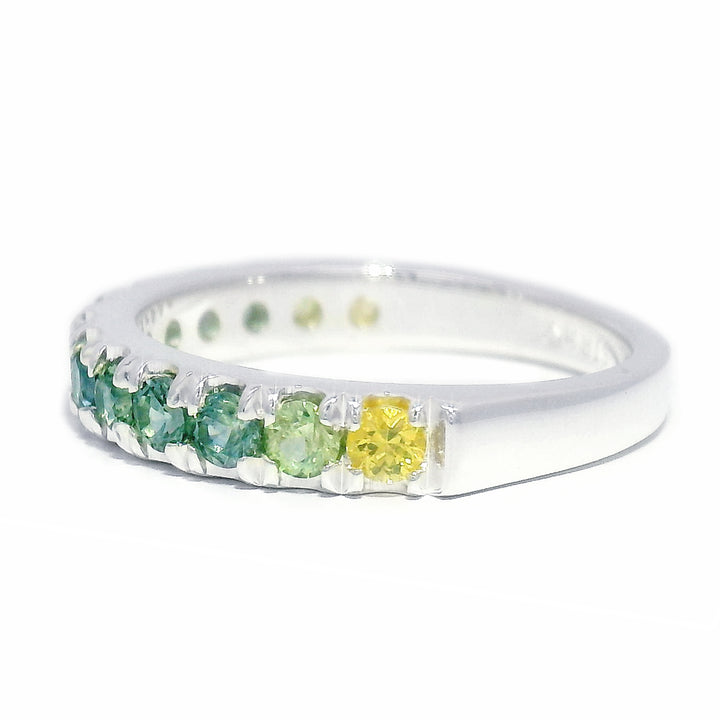 Blue-Green & Yellow Montana Sapphire Band - "Hint of Sunshine"