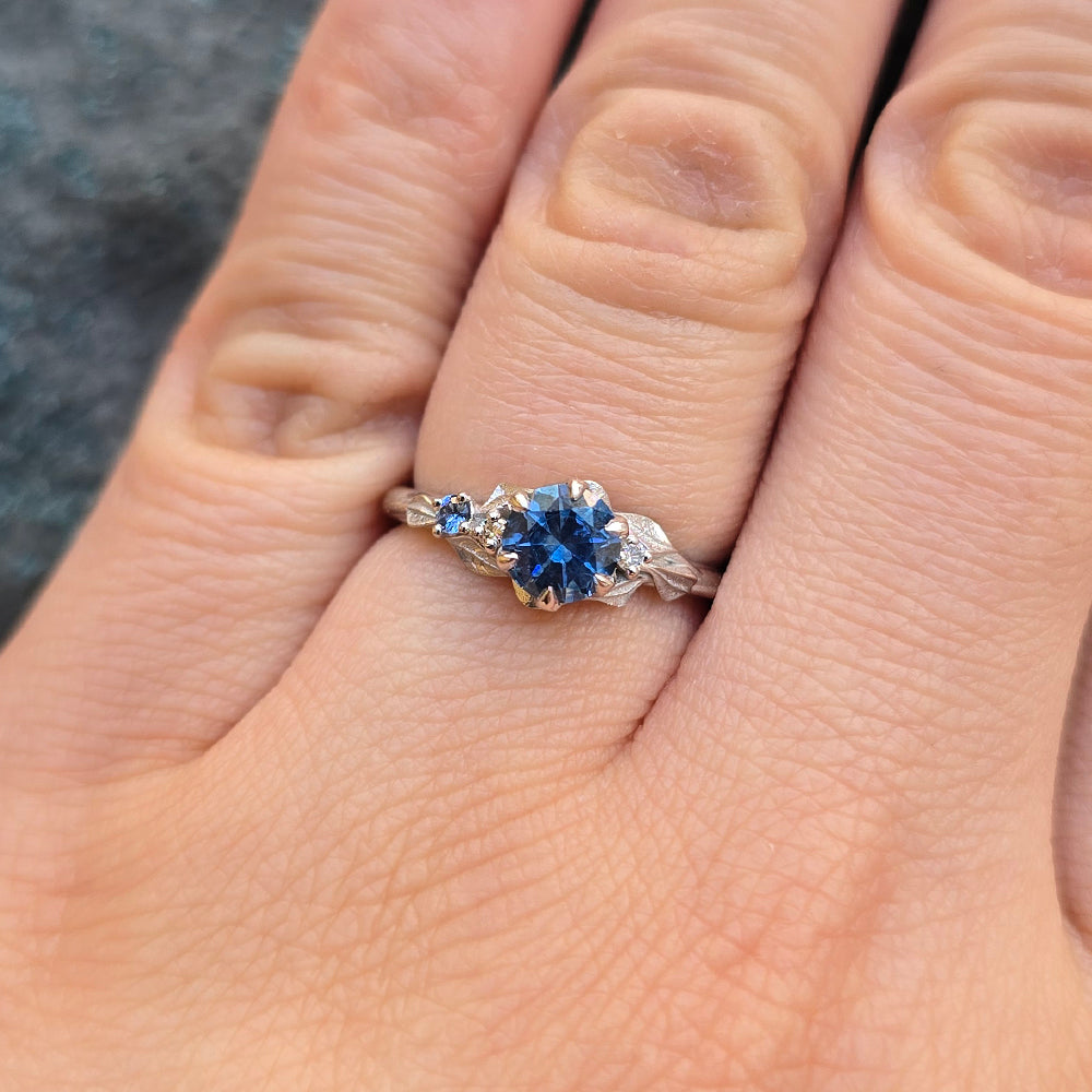 Montana Sapphire, Yogo Sapphire & Diamond Ring - "Larkspur"