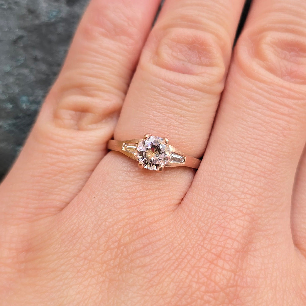 Montana Sapphire & Diamond Baguette Ring - "Prairie Thunder"