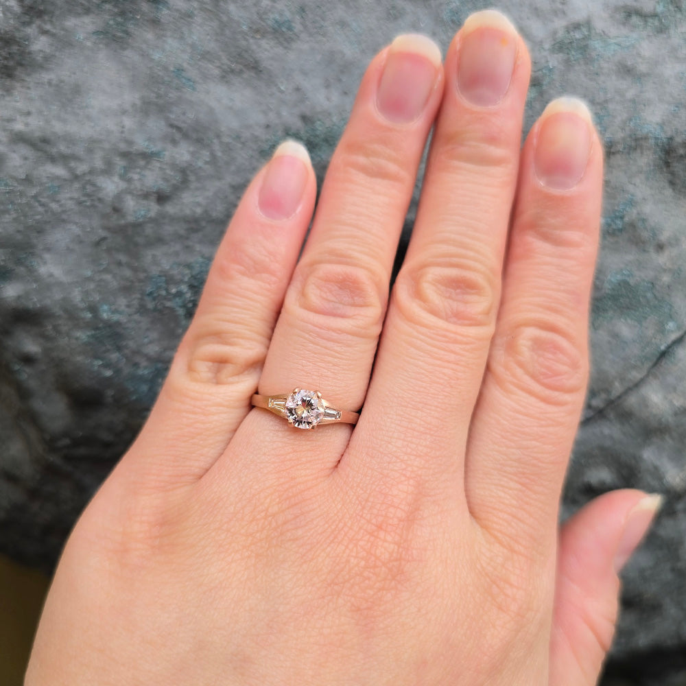 Montana Sapphire & Diamond Baguette Ring - "Prairie Thunder"