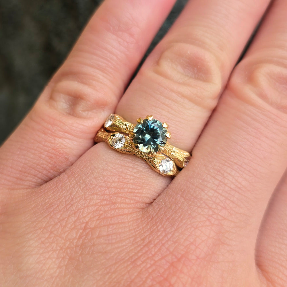 Montana Sapphire & Diamond Yellow Gold Ring - "Nectere"