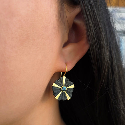 Teal Montana Sapphire Earrings- "Chroma Ray"