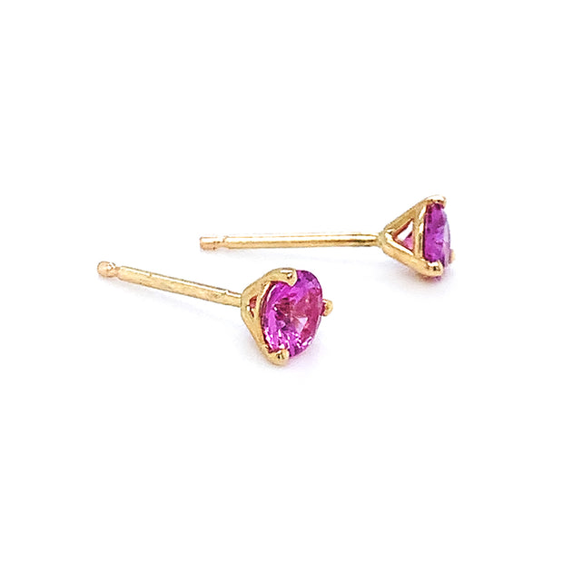 Montana Sapphire Yellow Gold Cocktail Stud Earrings - "Rapunzel Pink"