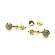 Yellow Gold and Montana Sapphire Cabochon Earrings - "Tide Elixir"
