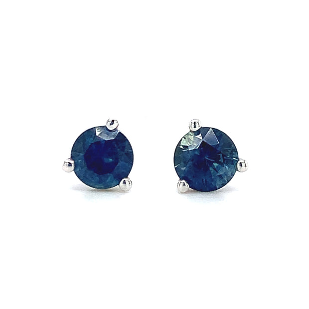 Montana Sapphire White Gold Cocktail Stud Earrings - "Ocean Trench"