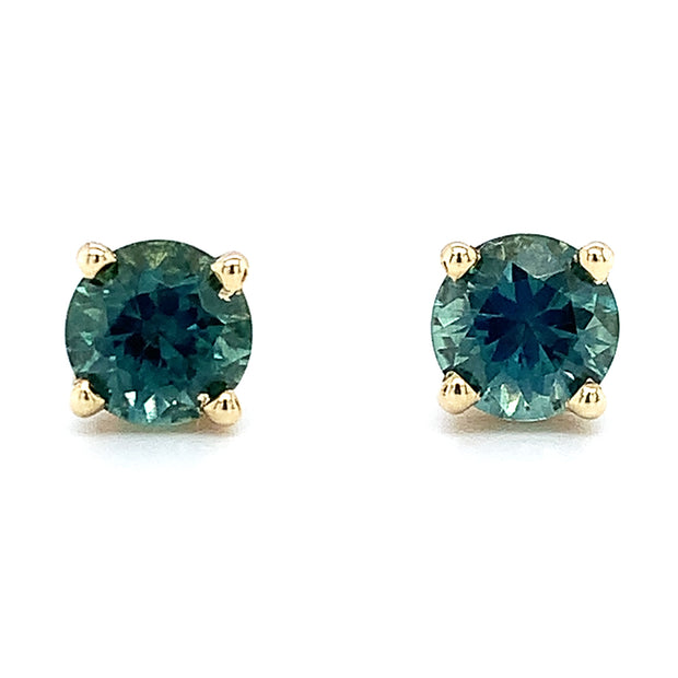 Montana Sapphire Yellow Gold Stud Earrings - "Into the Reef"
