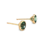 Montana Sapphire Yellow Gold Stud Earrings - "Forest Pool"