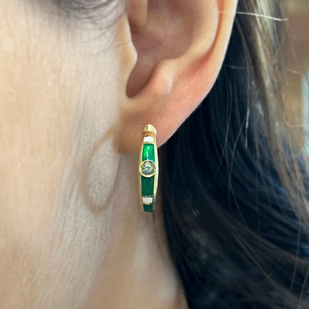 Montana Sapphire and Enamel Earrings - "Rock Candy Forest"