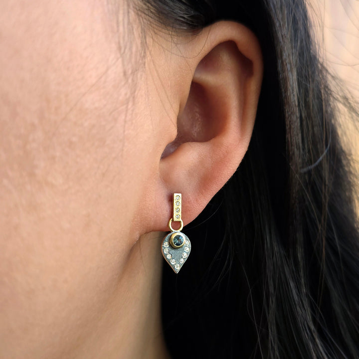 Silver, Gold & Montana Sapphire Drops "Cleo-Porto"