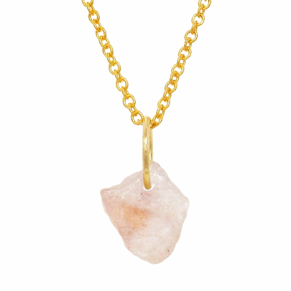 Rough Montana Sapphire & Yellow Gold Pendant - "Wild Roses"