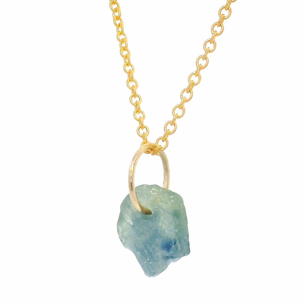 Rough Montana Sapphire & Yellow Gold Pendant - "Sunlit Reflection"