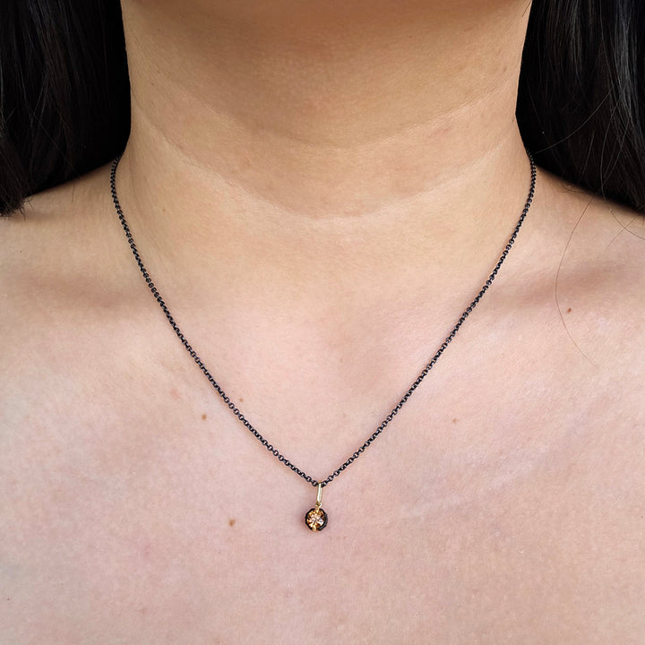 Burnt Ember Montana Sapphire Necklace - "Chroma Prong"