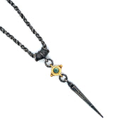Silver & Gold Montana Sapphire Necklace - "Lush Vetus"