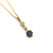 Yellow Gold and Blue Montana Sapphire Necklace - "Glacier Elixir"