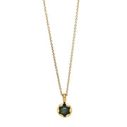 Yellow Gold and Teal Montana Sapphire Necklace - "Hidden Star"