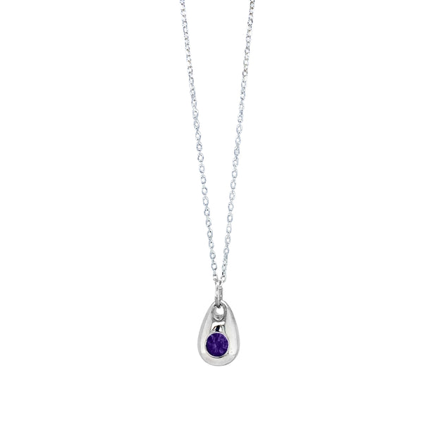 Purple Montana Sapphire Droplet Necklace - "Purple Rain"