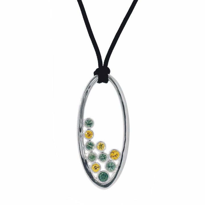 Green & Yellow Montana Sapphire Bubble Necklace - "Spring is Sprung"