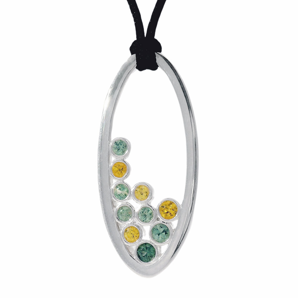 Green & Yellow Montana Sapphire Bubble Necklace - "Spring is Sprung"