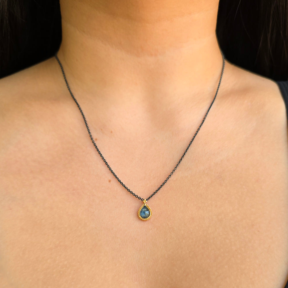 Pear-Shaped Montana Sapphire Necklace- "Stillwater"