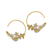 Sterling Silver and Gold Vermeil Flower Hoop Earrings- "Posy Bloom"