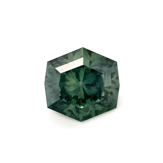 octagonal desaturated ivy green loose Montana sapphire front