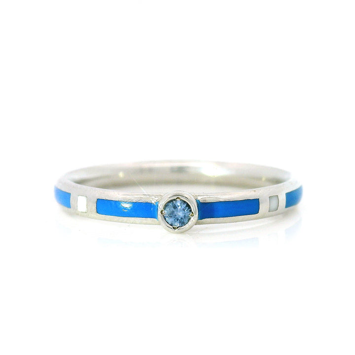 Yogo Sapphire & Enamel Band - "Rock Candy White & Blue"