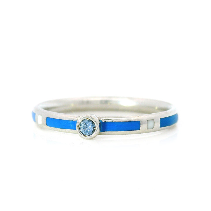 Yogo Sapphire & Enamel Band - "Rock Candy White & Blue"