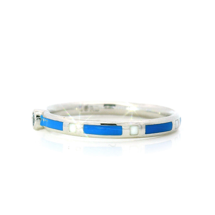 Yogo Sapphire & Enamel Band - "Rock Candy White & Blue"