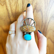 Sterling Silver, Palmwood & Turquoise Ring - "Miami"