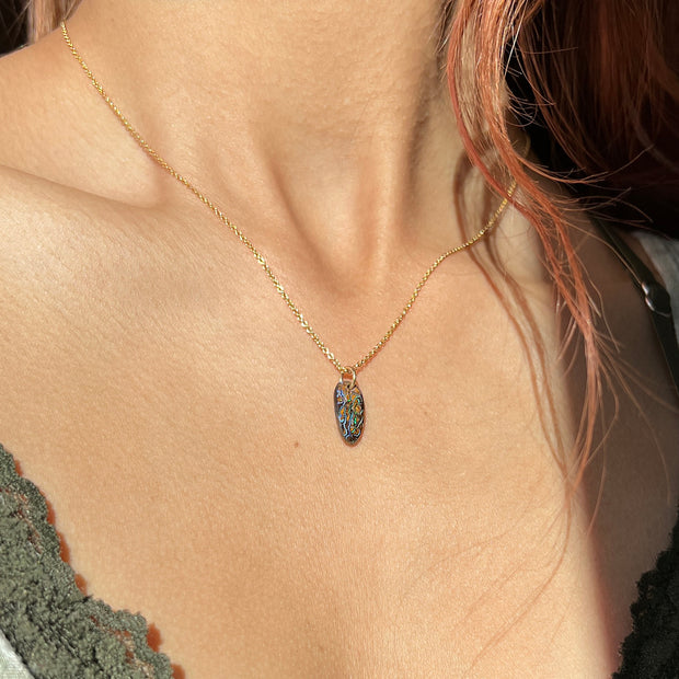 Boulder Opal and Yellow Gold Pendant - "Neon Delta"