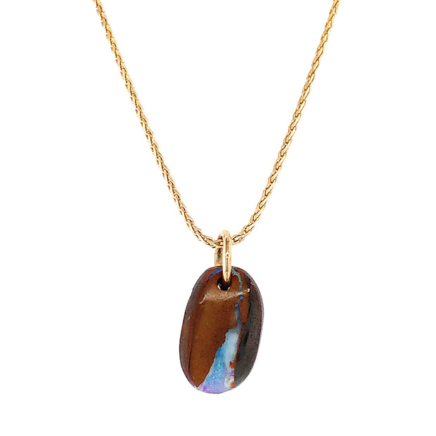 Boulder Opal and Yellow Gold Pendant - "Mystic Woods"