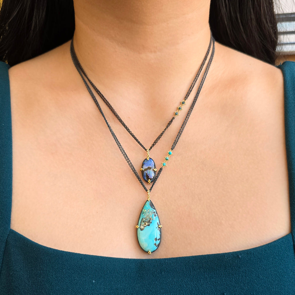 Yowah Nut Australian Opal with Diamond Accents - "Aurora"