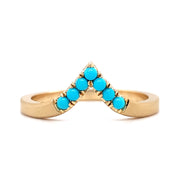 Yellow Gold & Turquoise Contour Band - "Sante Fe Nights"