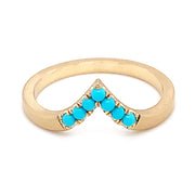Yellow Gold & Turquoise Contour Band - "Sante Fe Nights"