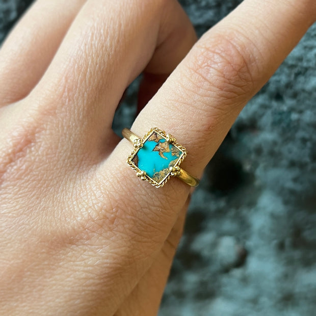 One-of-a-Kind Persian Turquoise & Gold Ring - "Caiah"